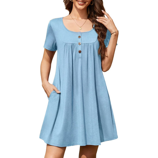 ValueVibe Nightgowns for Women Short Sleeve Sleepwear - 1595