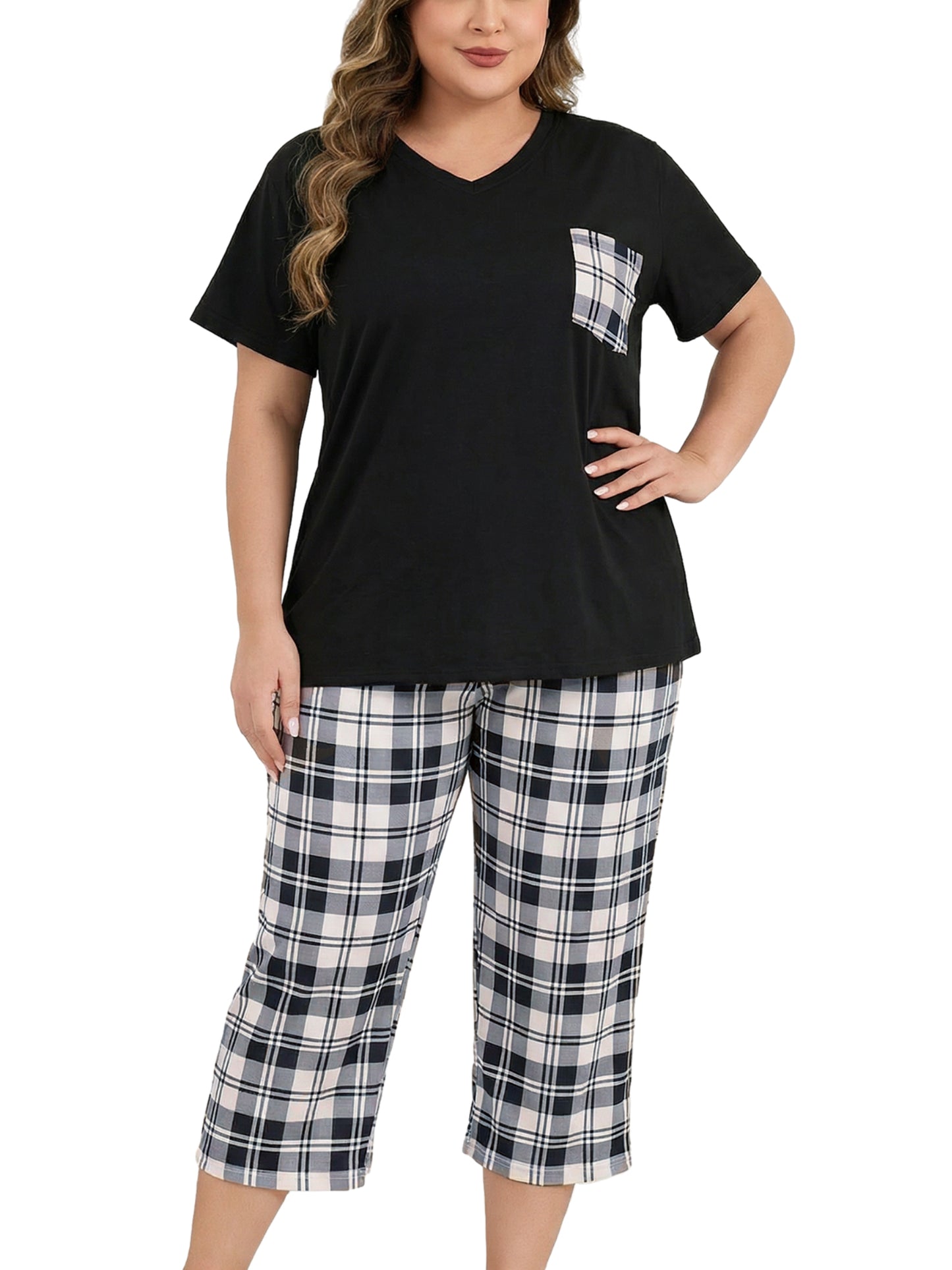 ValueVibe Plus Size Short Sleeve Pajama Sets 1617