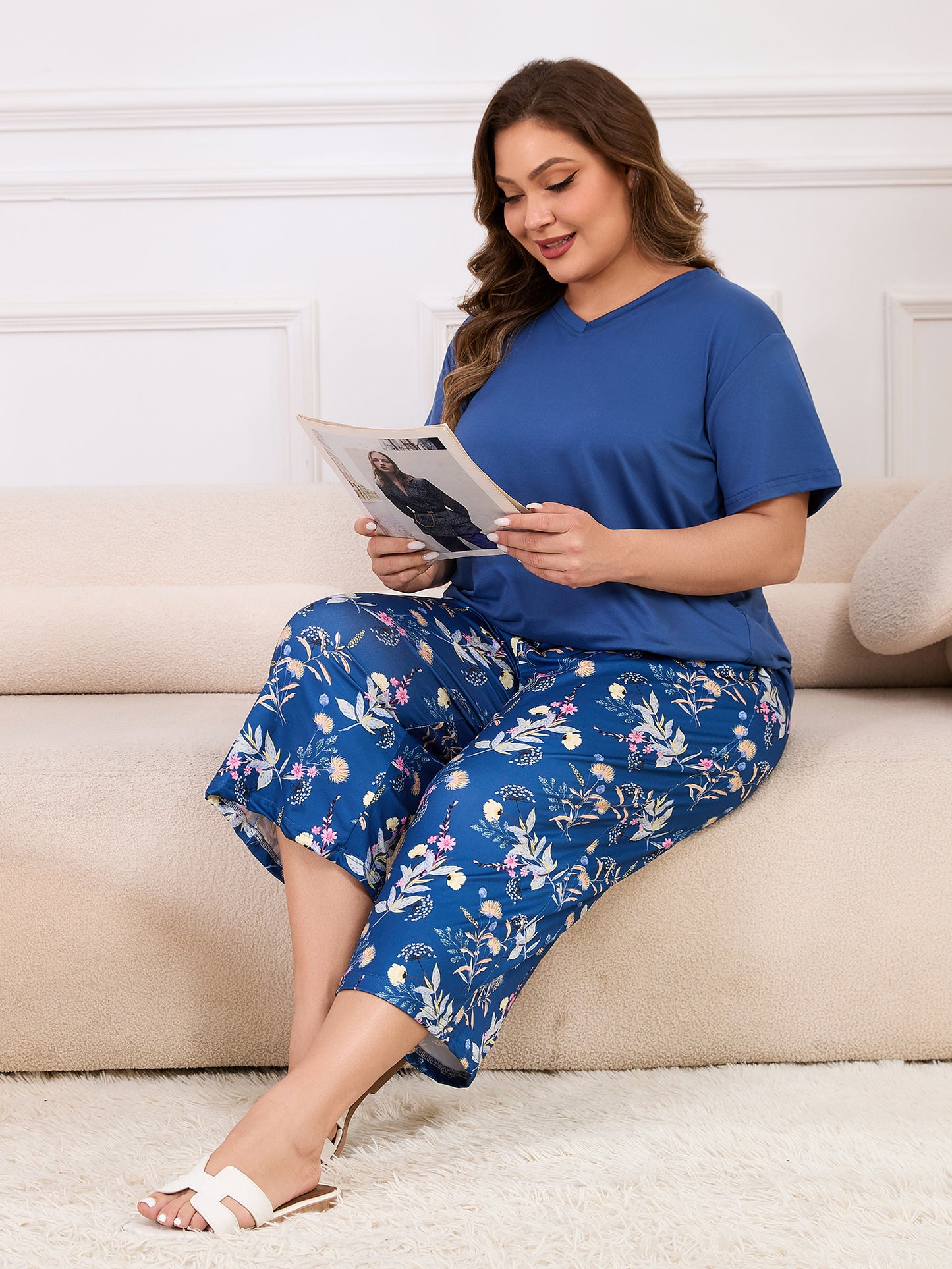 ValueVibe Plus Size Short Sleeve Pajama Sets 1617