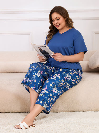 ValueVibe Plus Size Short Sleeve Pajama Sets 1617