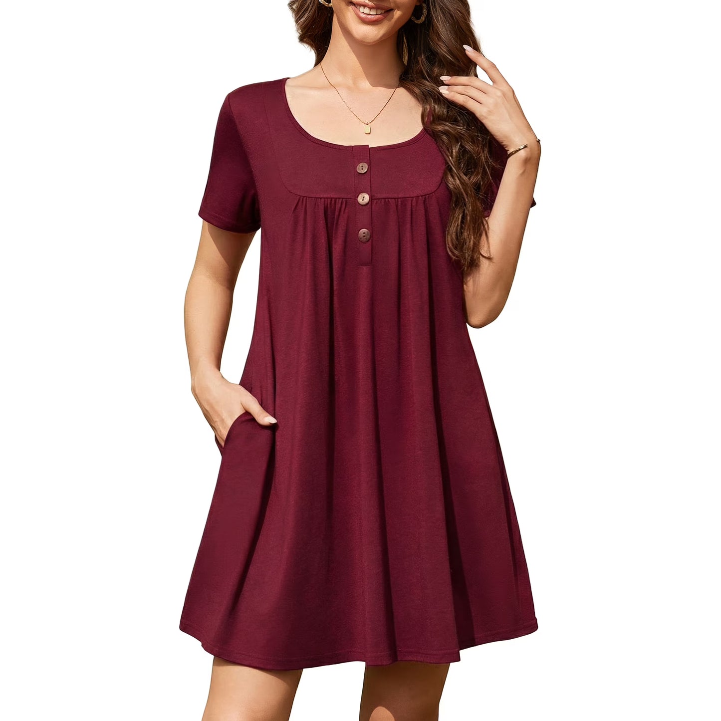 ValueVibe Nightgowns for Women Short Sleeve Sleepwear - 1595