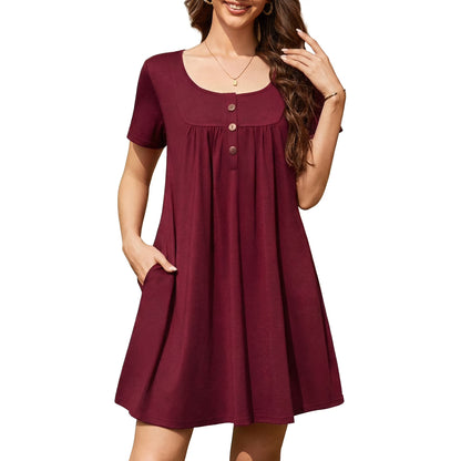 ValueVibe Nightgowns for Women Short Sleeve Sleepwear - 1595