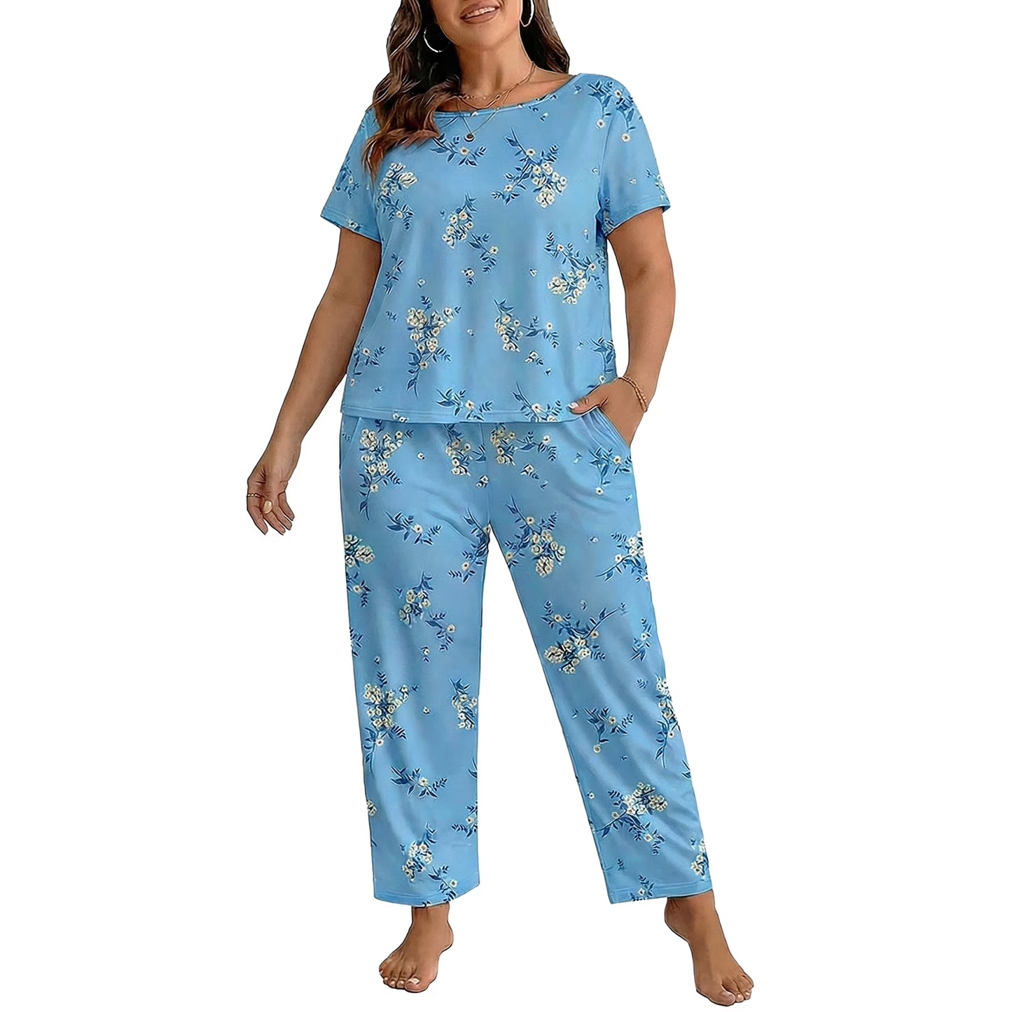 ValueVibe Plus Size Women Pajama Sets 2 Piece Short Sleeve - 1678