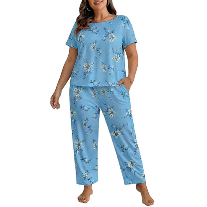 ValueVibe Plus Size Women Pajama Sets 2 Piece Short Sleeve - 1678