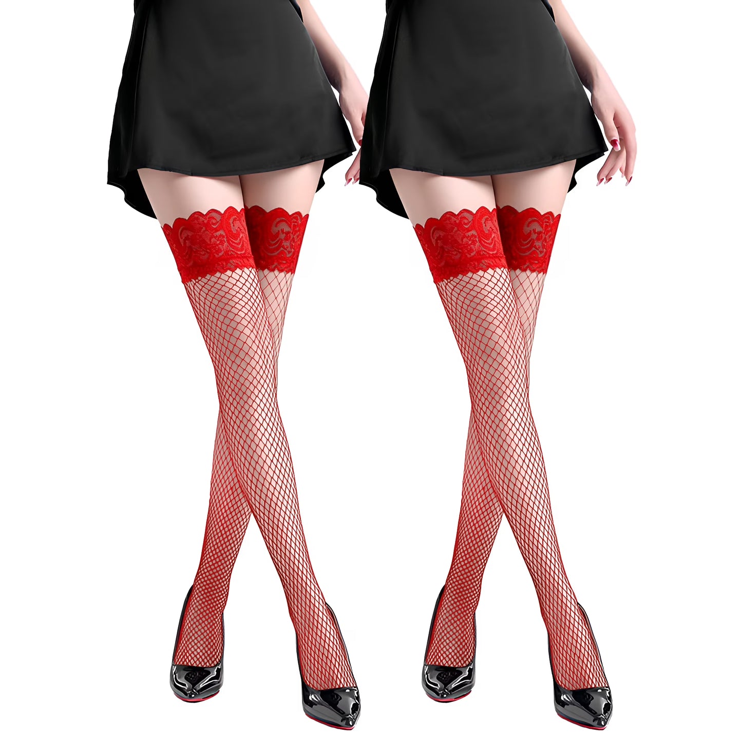 ValueVibe Thigh High Stockings for Women Lace Top - 0681